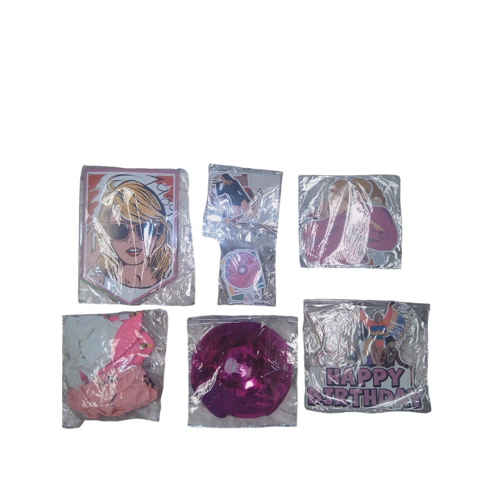 Taylor Swift Birthday Decorations Bundle 12 Balloons 50 Stickers Banner Toppers